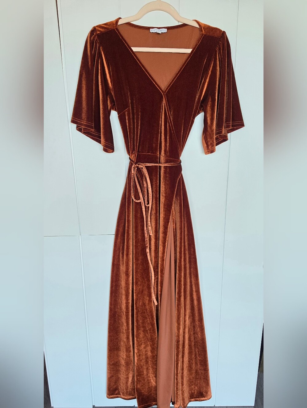 Baltic Born Brown Velvet Wrap Maxi Dress